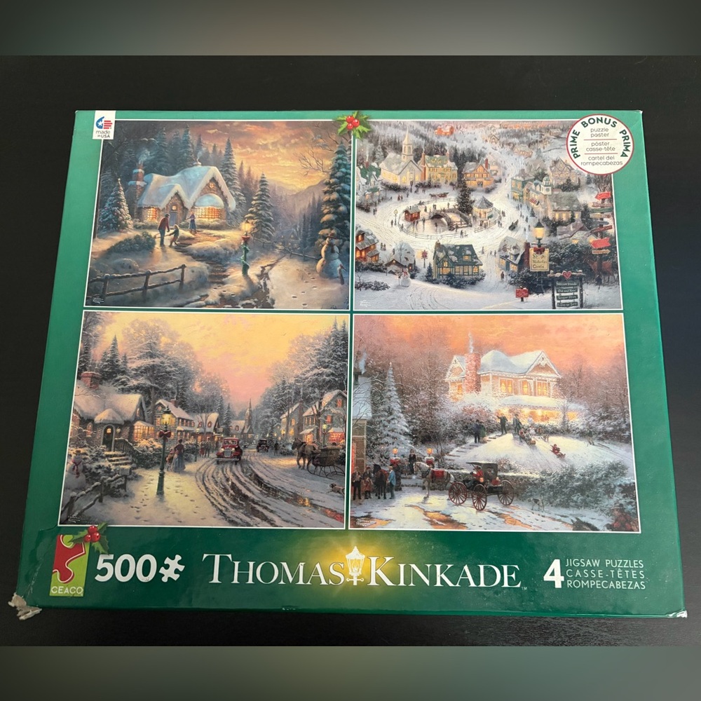 Thomas Kinkade Winter Jigsaw Puzzle Set - 500 Pieces (4 puzzles)